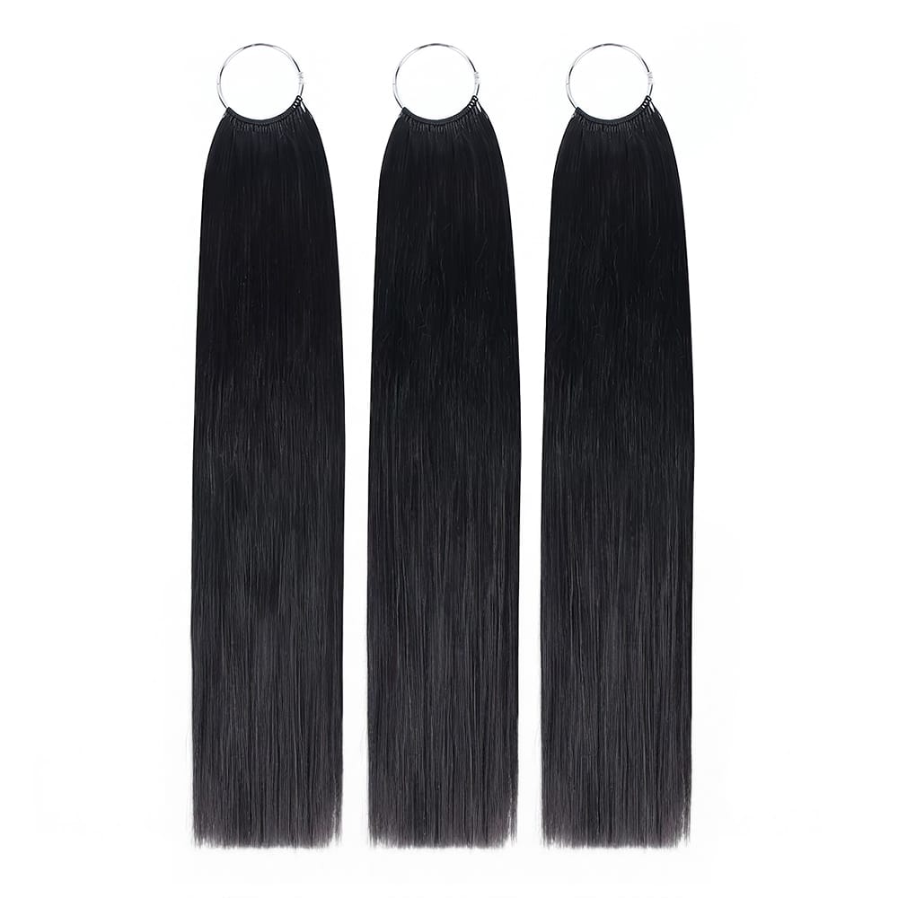 Straight Hair Bundles / Feather Hair Extensions — 100% Virgin Human Hair / Black LINKTOWIG