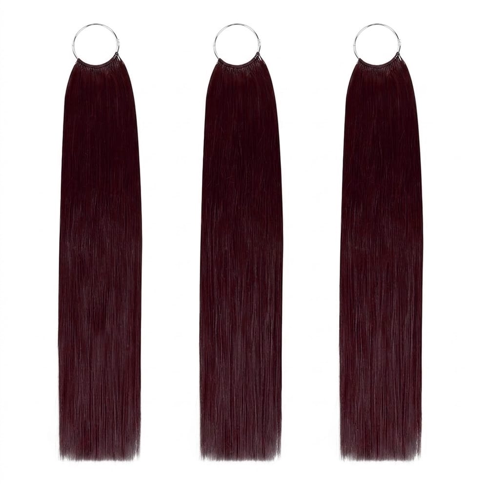 Straight Hair Bundles / Feather Hair Extensions — 100% Virgin Human Hair / Burgundy LINKTOWIG