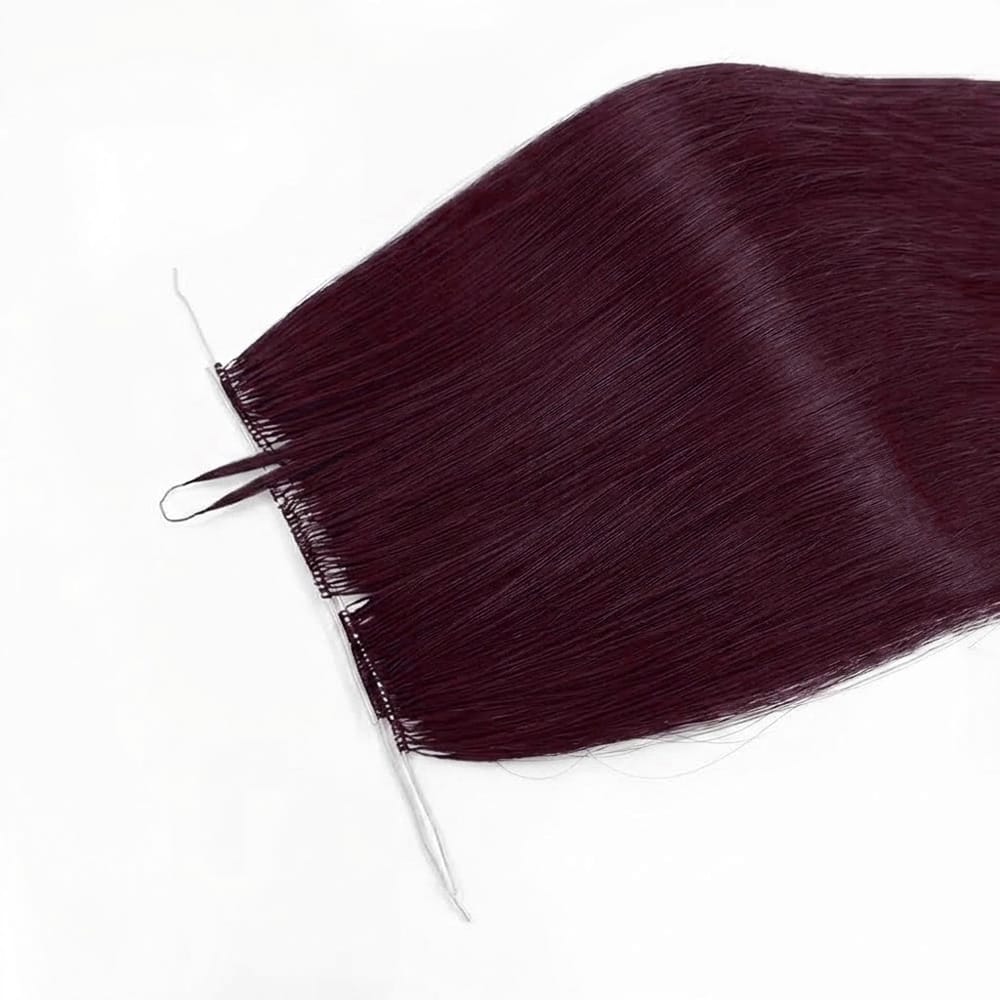 Straight Hair Bundles / Feather Hair Extensions — 100% Virgin Human Hair / Burgundy LINKTOWIG