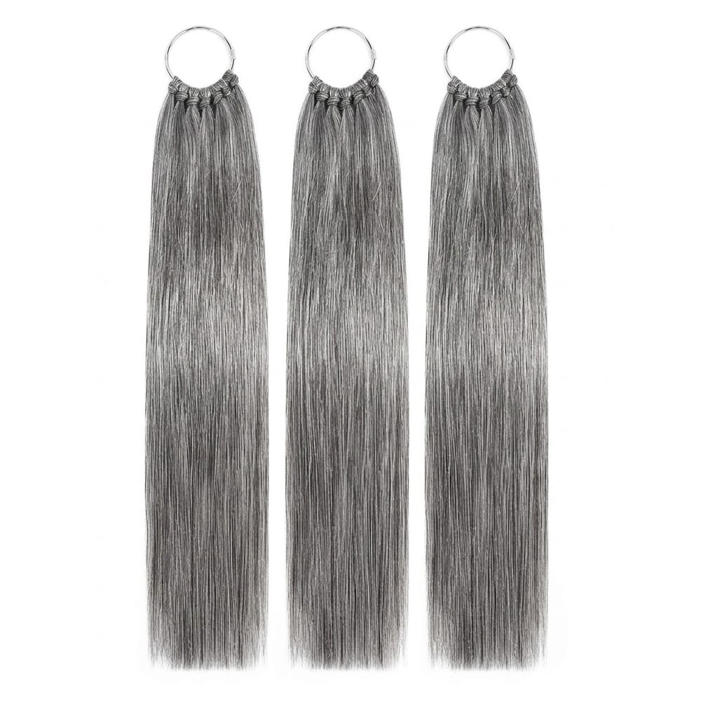 Straight Hair Bundles / Feather Hair Extensions — 100% Virgin Human Hair / Charcoal Grey LINKTOWIG