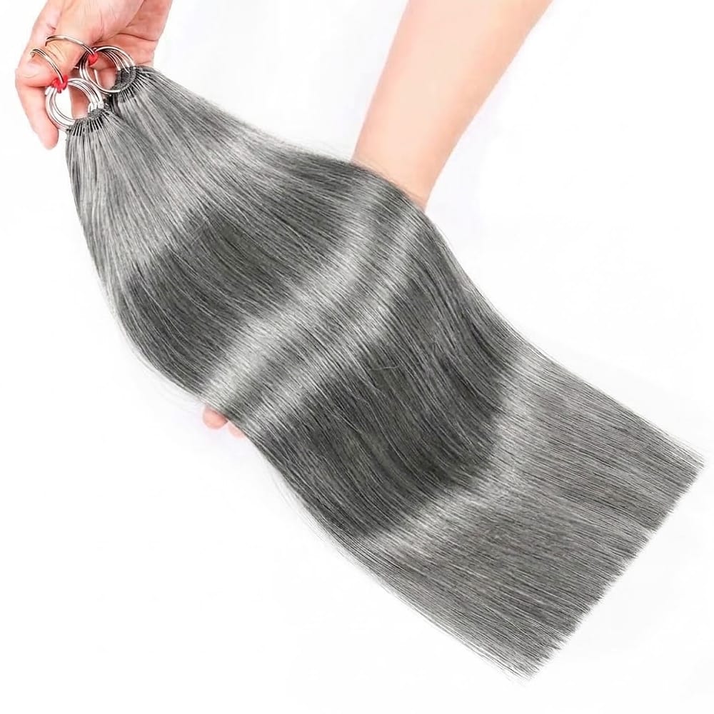 Straight Hair Bundles / Feather Hair Extensions — 100% Virgin Human Hair / Charcoal Grey LINKTOWIG