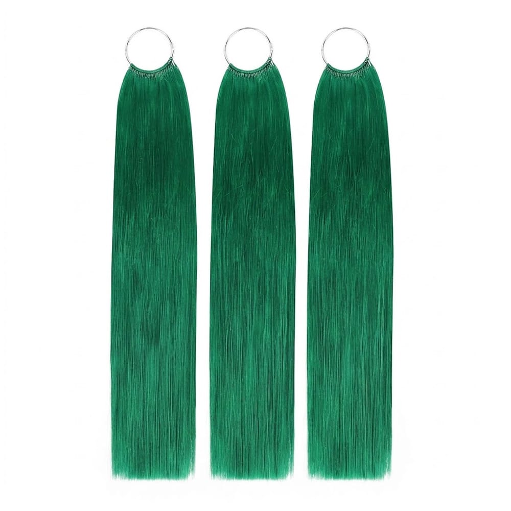 Straight Hair Bundles / Feather Hair Extensions — 100% Virgin Human Hair / Dark Emerald Green LINKTOWIG