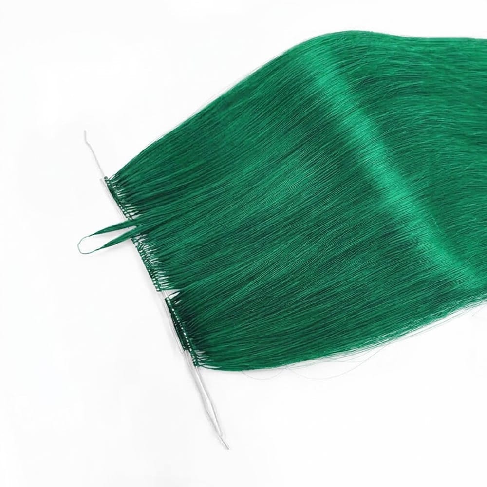 Straight Hair Bundles / Feather Hair Extensions — 100% Virgin Human Hair / Dark Emerald Green LINKTOWIG