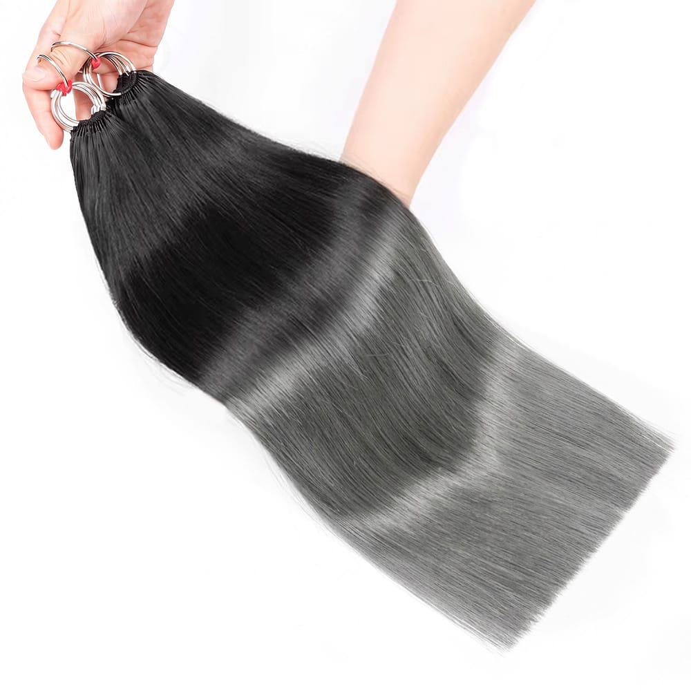 Straight Hair Bundles / Feather Hair Extensions — 100% Virgin Human Hair / Dark Roots LINKTOWIG
