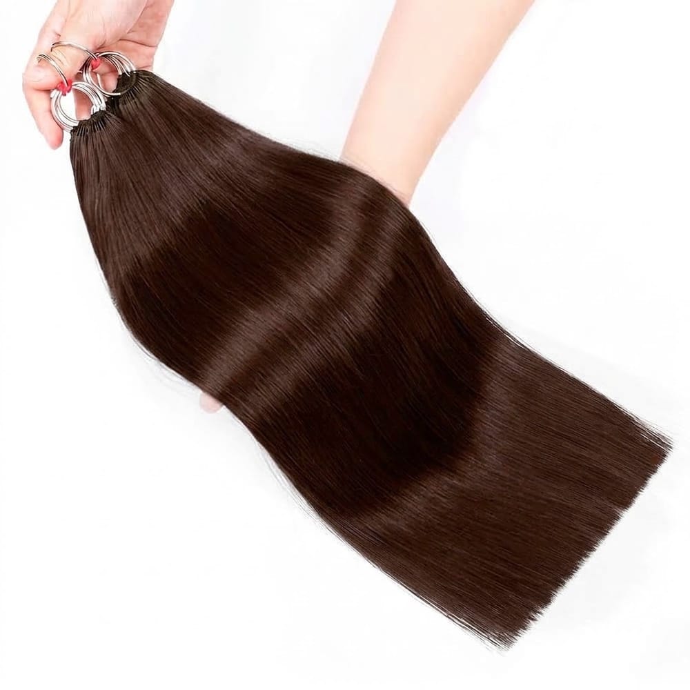 Straight Hair Bundles / Feather Hair Extensions — 100% Virgin Human Hair / Espresso Brown LINKTOWIG