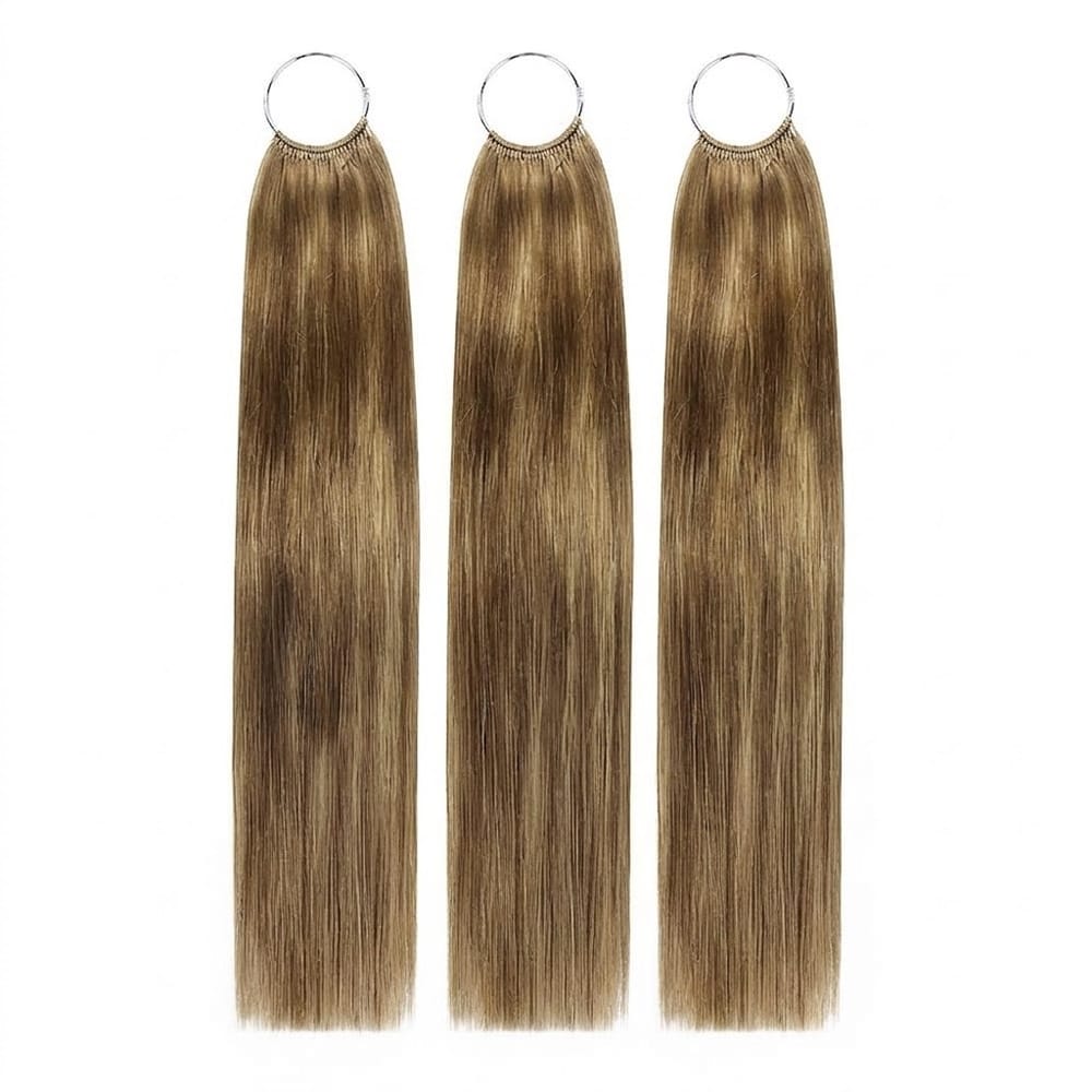 Straight Hair Bundles / Feather Hair Extensions — 100% Virgin Human Hair / Medium Chestnut Brown LINKTOWIG