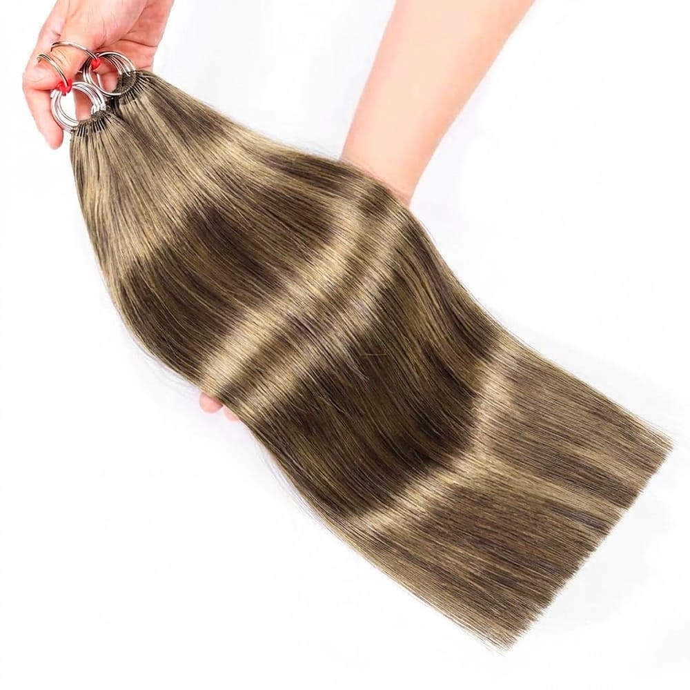 Straight Hair Bundles / Feather Hair Extensions — 100% Virgin Human Hair / Medium Chestnut Brown LINKTOWIG