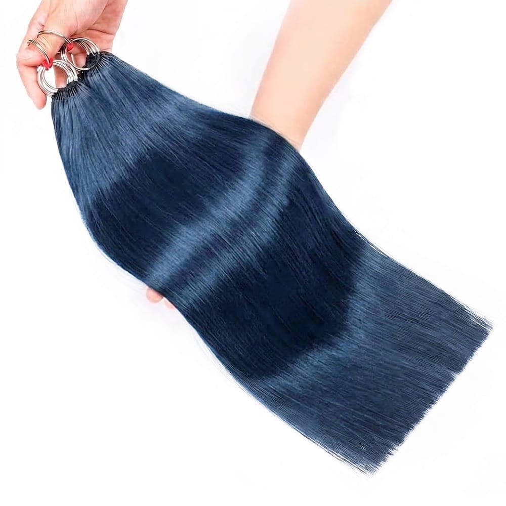 Straight Hair Bundles / Feather Hair Extensions — 100% Virgin Human Hair / Midnight Blue LINKTOWIG