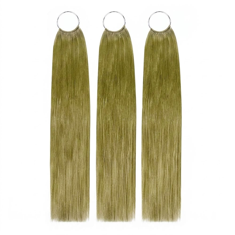 Straight Hair Bundles / Feather Hair Extensions — 100% Virgin Human Hair / Olive Green Blonde LINKTOWIG