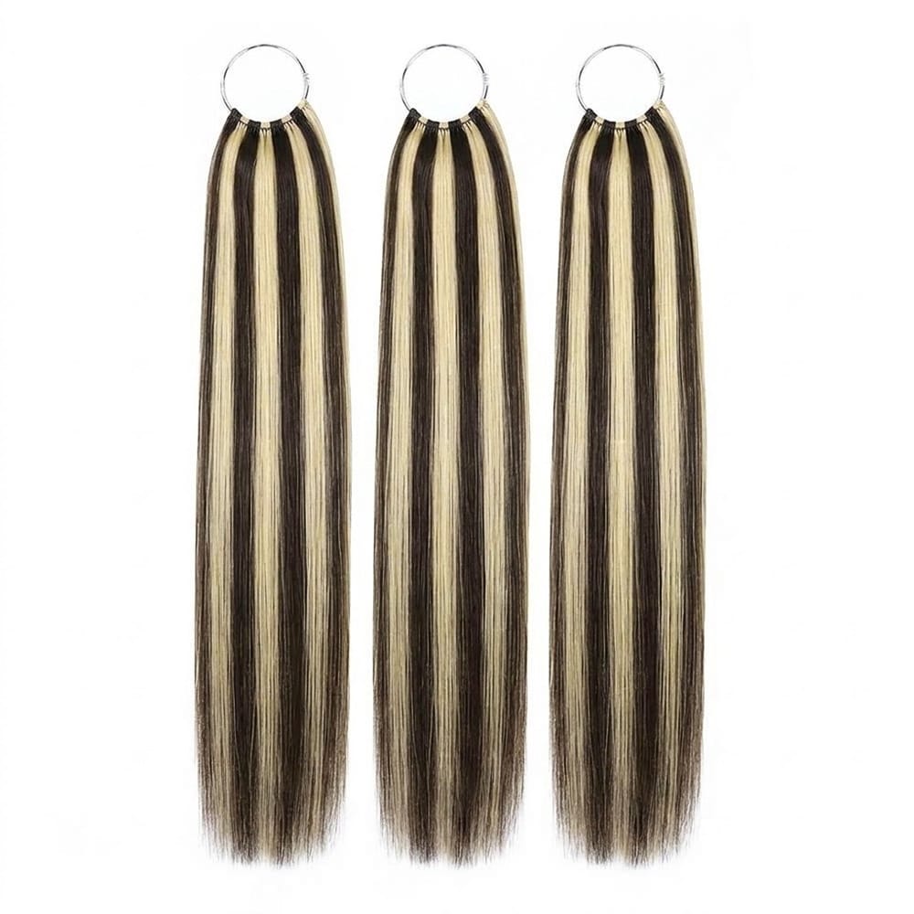 Straight Hair Bundles / Feather Hair Extensions — 100% Virgin Human Hair / Piano Highlight Silver Grey LINKTOWIG