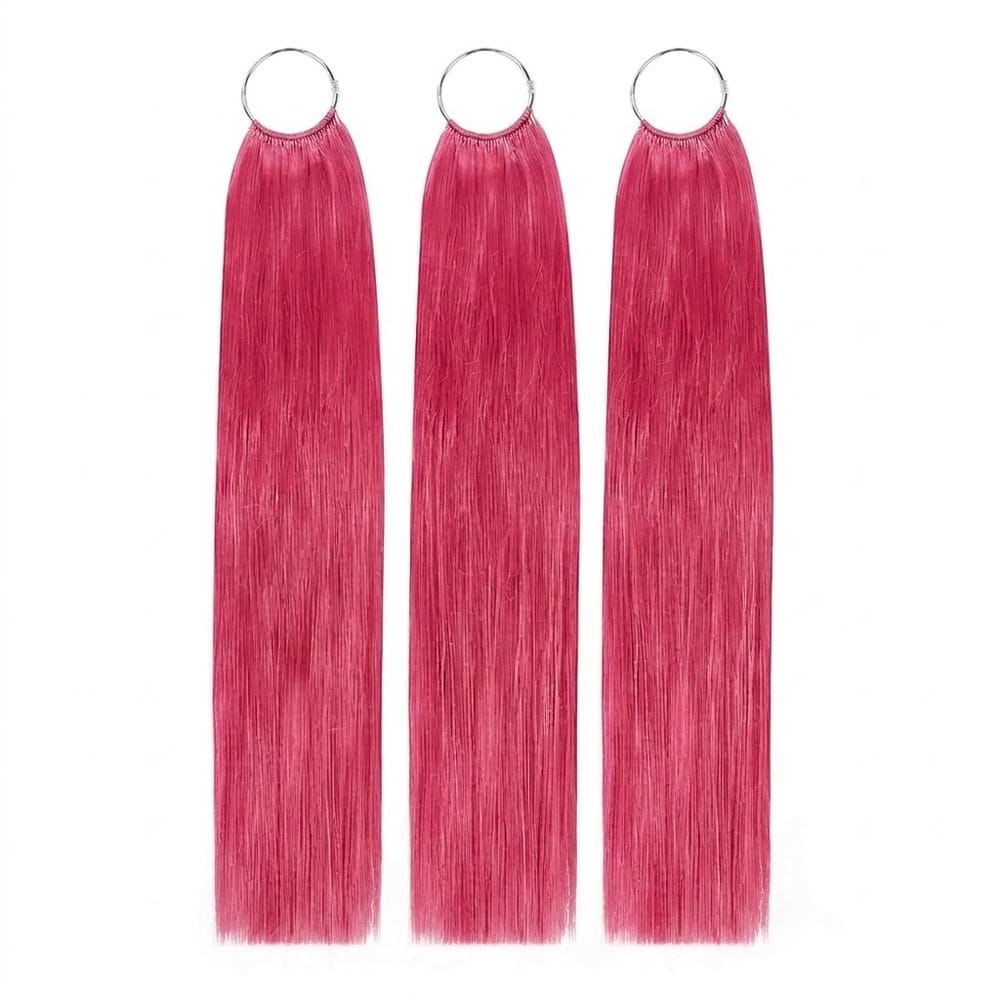 Straight Hair Bundles / Feather Hair Extensions — 100% Virgin Human Hair / pink LINKTOWIG