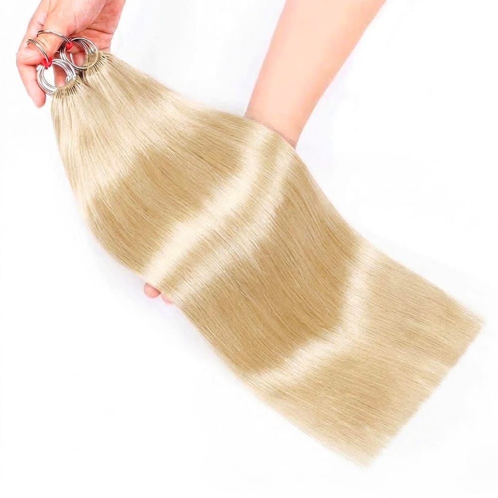 Straight Hair Bundles / Feather Hair Extensions — 100% Virgin Human Hair / Platinum Blonde LINKTOWIG