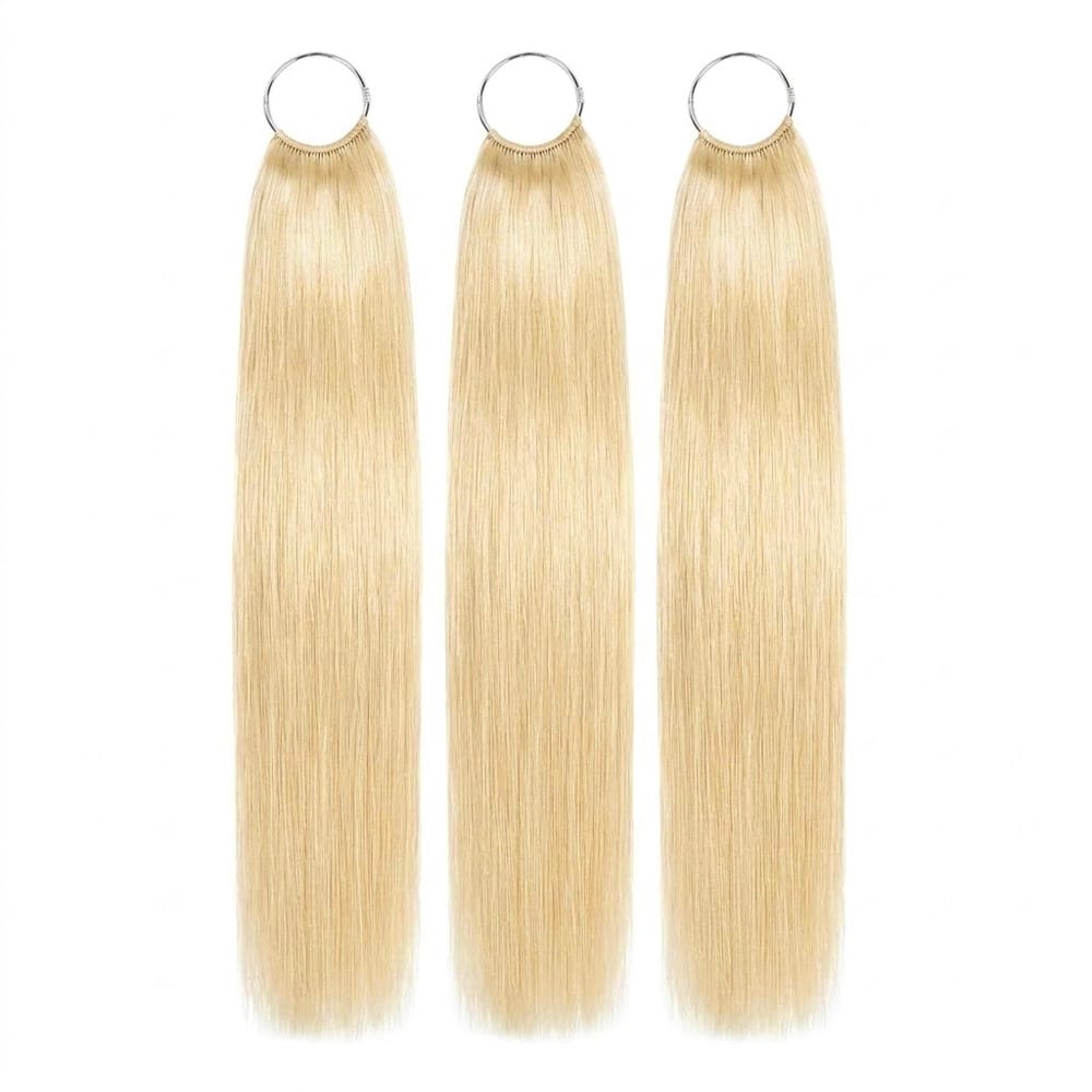Straight Hair Bundles / Feather Hair Extensions — 100% Virgin Human Hair / Platinum Blonde LINKTOWIG