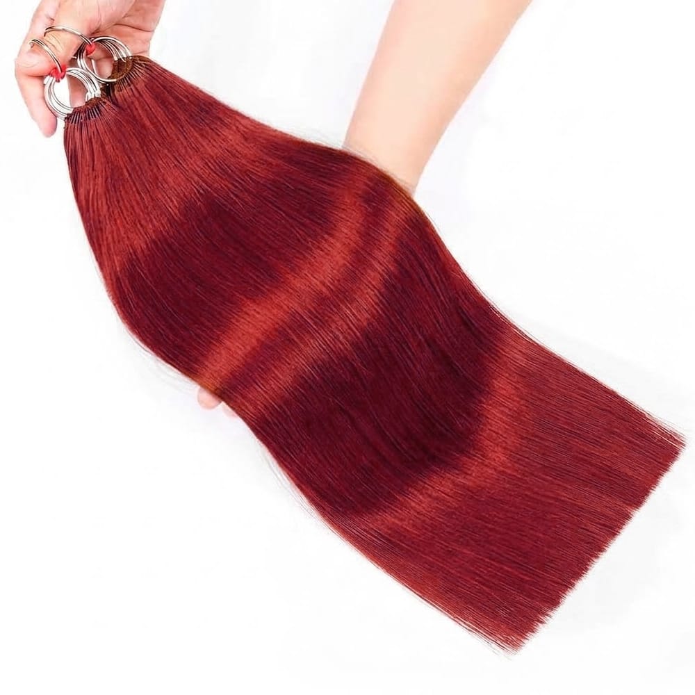 Straight Hair Bundles / Feather Hair Extensions — 100% Virgin Human Hair / Ruby Red LINKTOWIG