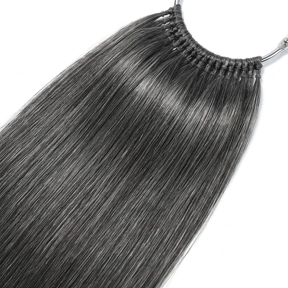 Straight Hair Bundles / Feather Hair Extensions — 100% Virgin Human Hair / Silver Grey LINKTOWIG
