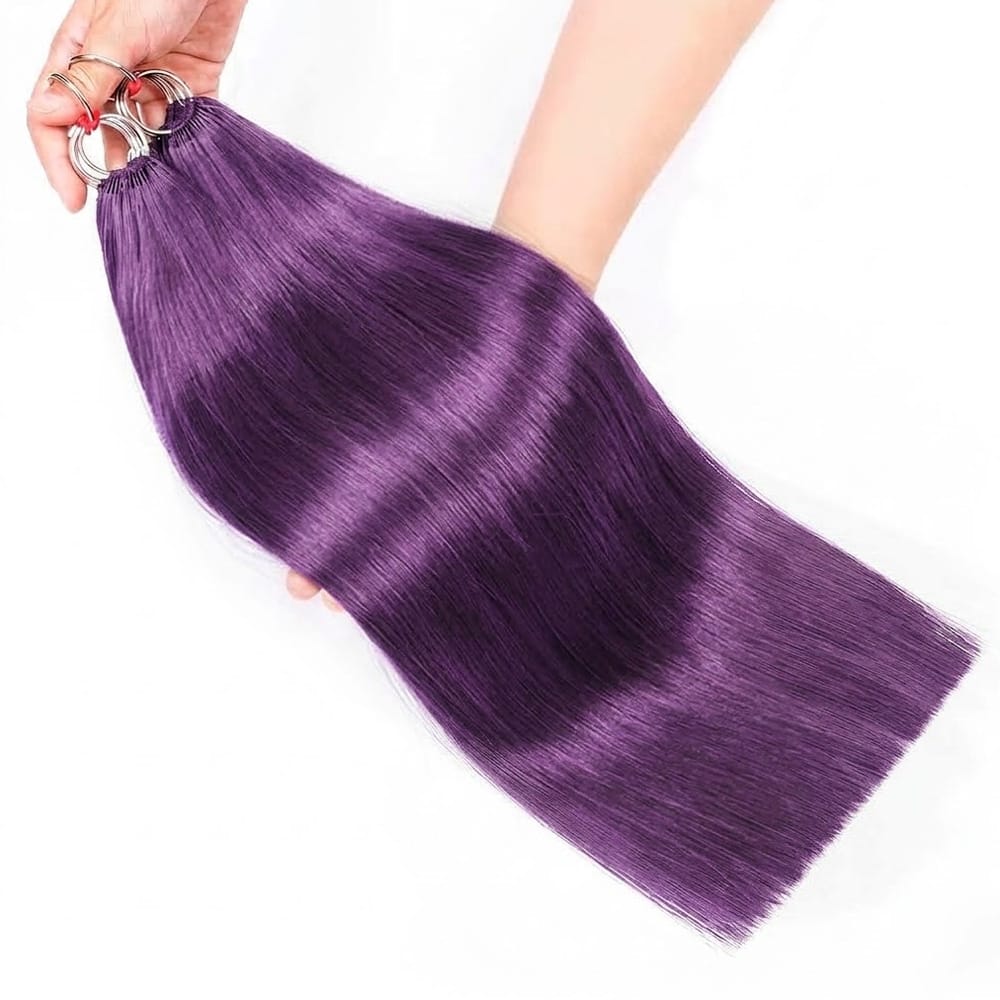 Straight Hair Bundles / Feather Hair Extensions — 100% Virgin Human Hair / Violet Purple LINKTOWIG