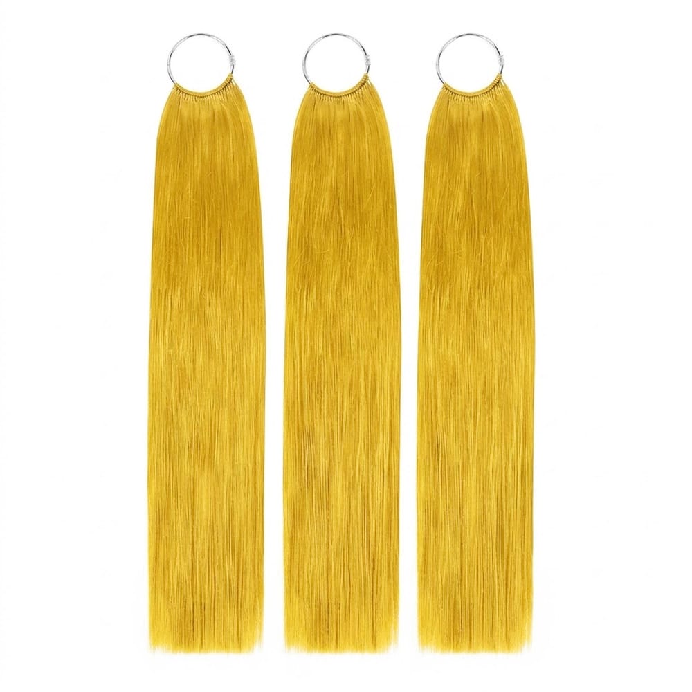 Straight Hair Bundles / Feather Hair Extensions — 100% Virgin Human Hair / Yellow LINKTOWIG