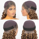 Deep Wave Bob Side Part  HD Lace Front Wig 100% Virgin Human Hair / Honey Blonde Highlights LINKTOWIG